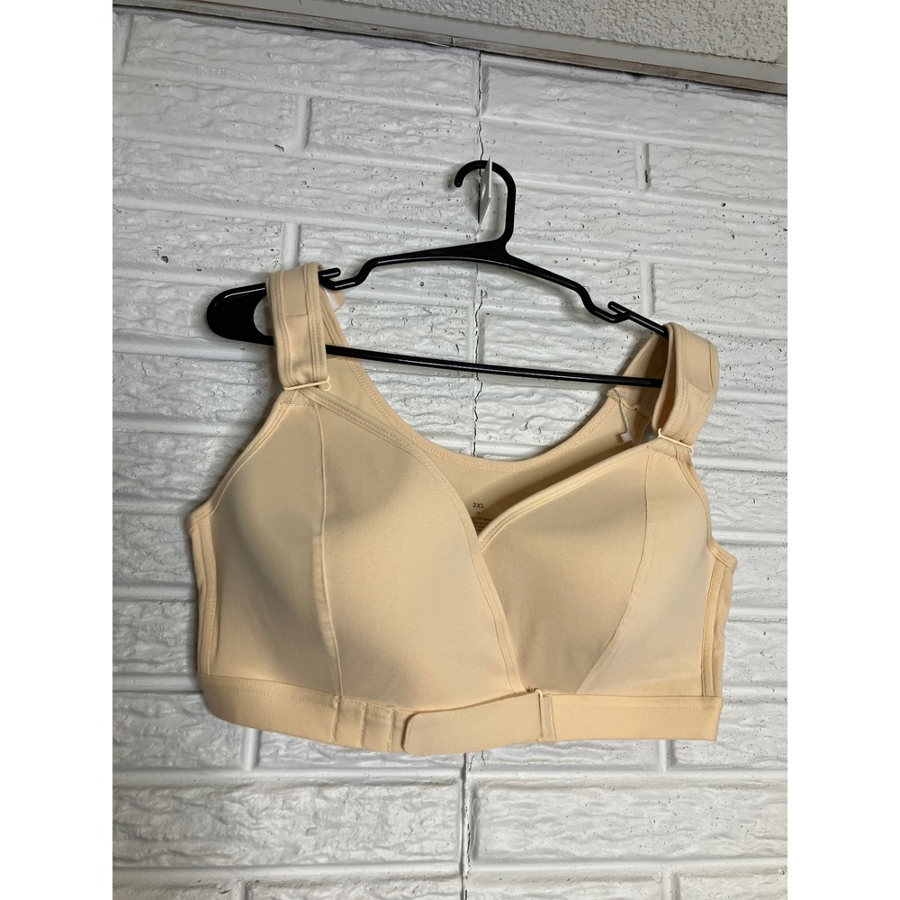 VeraComfort Wireless Bra Womens 2XL Beige New Front‎ Closure Adjustable Straps